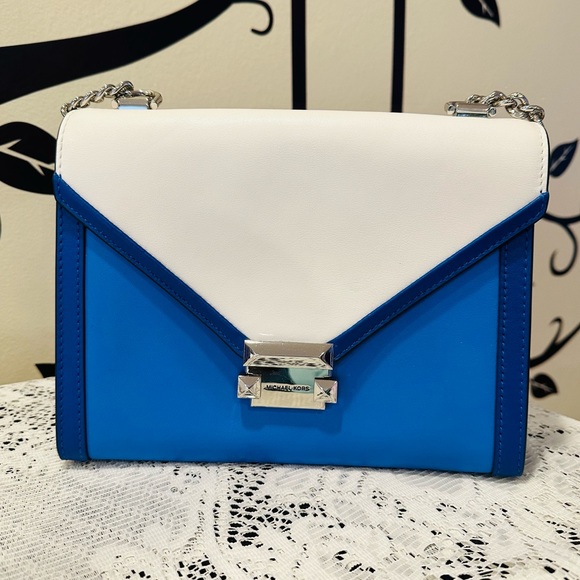 Michael Kors Whitney Large Tri-Color Leather Convertible Shoulder Bag in Blue - Picture 2 of 5